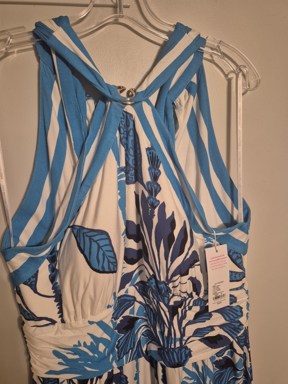 Lilly Pulitzer White Maxi Dress with Blue Tropical Print - Picture 5 of 6